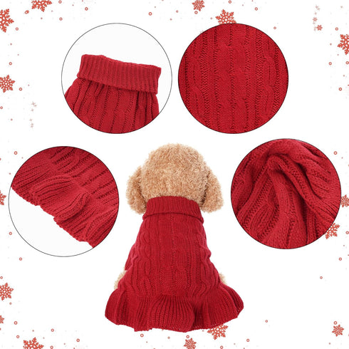 Small Dog Sweater Pet Christmas Sweater Dress for Dogs Cat Pet for Winter Christmas Holiday Breathable Ruffle Hem Design (Red, Large)...