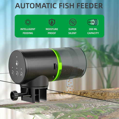 FREESEA Automatic Fish Feeder for Aquarium: Auto Fish Food Dispenser with Timer for Small Tank Betta Turtle - Battery Vacation Self Feeding for Fl...