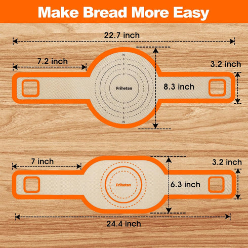 Sourdough Silicone Bread Sling -Oval and Round Non-Stick & Easy Clean Silicone Bread Mat for Dutch Oven. Reusable With Extra Long Handles Silicone...