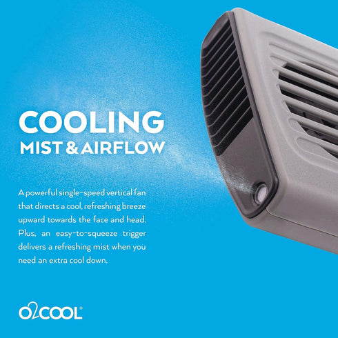 O2COOL Misting Neck Personal Travel Battery Powered Deluxe Cooling Fan, Single Pack (Gray)...
