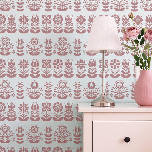 FINGERINSPIRE Flower Border Stencil 11.7x8.3 inch Reusable Floral Pattern Wall Stencil DIY Spring Floral Painting Template Abstract Folk Flowers S...
