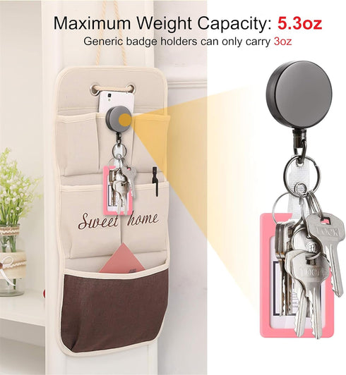 2 Pack Heavy Duty Retractable Badge Holder Reel, Will Well Metal ID Badge Holder with Belt Clip Key Ring for Name Card Keychain [All Metal Casing,...