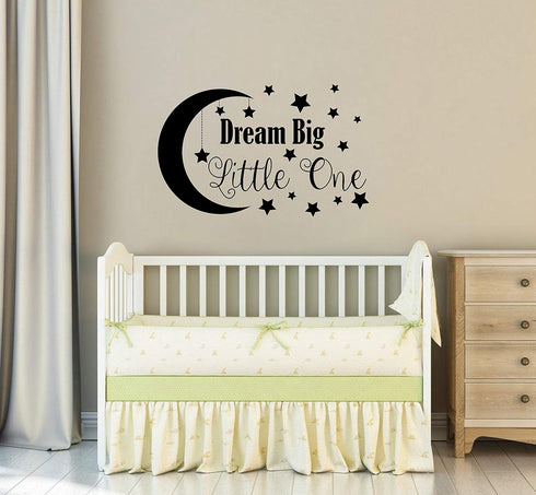 Dream Big Little One Wall Decal, Nursery Wall Decal, Nursery Decor, Nursery Wall Quote, Quote Decal, Removable Vinyl Wall Stickers for Baby Kids B...