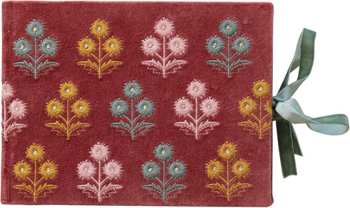 Creative Co-Op Embroidered Cotton Velvet Journal, Multicolor...
