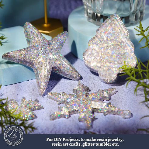 LEOBRO Glitter, 160G/5.64OZ Silver Glitter, Holographic Chunky Glitter, Craft Glitter for Resin, Metallic Iridescent Glitter Silver Chunky Glitter...