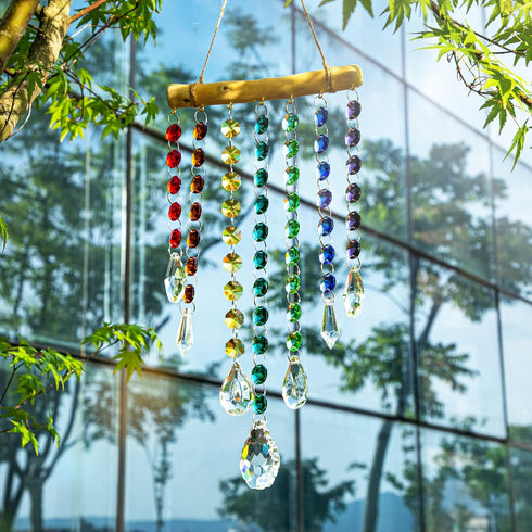 Hanging Crystal Prism Suncatcher Window Garden Decoration Ornament Rainbow Glass Beads Chain Pendant Crystal Wind Chimes...