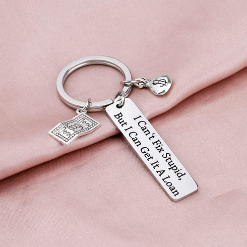 HOLLP Loan Officer Gift Mortgage Broker Bag Gift I Can't Fix Stupid But I Can Get It A Loan Keychain Banker Gift...
