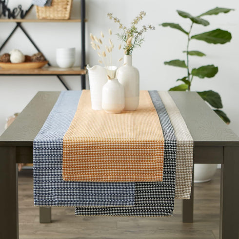 DII Farmhouse Gingham, Checked Tabletop Collection, Table Runner, 14x108, French Blue...