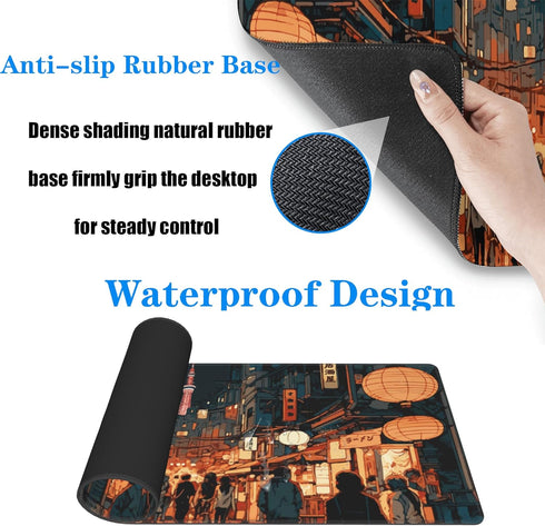 Japanese Street Gaming Mouse Pad Large,Anime Mouse Pad Gaming Mouse Mat Desk Pad,31.5 x 11.8 Desk Mat Anime Mouse Pads for Desk,Extended Keyboard ...