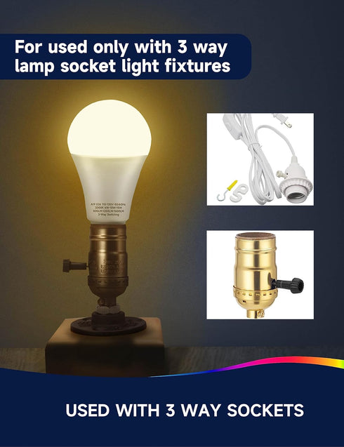 3 Way Light Bulbs 30 70 100W Equivalent Warm White 3000K, 3 Way LED Light Bulbs, Dimmable A19 LED Light Bulbs, Three Way LED Bulbs E26 Medium Base...