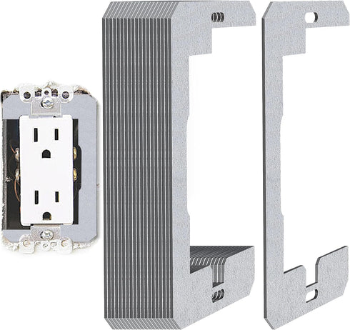 20 Pcs Wall Plate Spacer- Metal Flush Fit Device Leveling Plates- Receptacle Spacers Shims Leveler for Fixing Walls Electrical Outlet Electrical B...