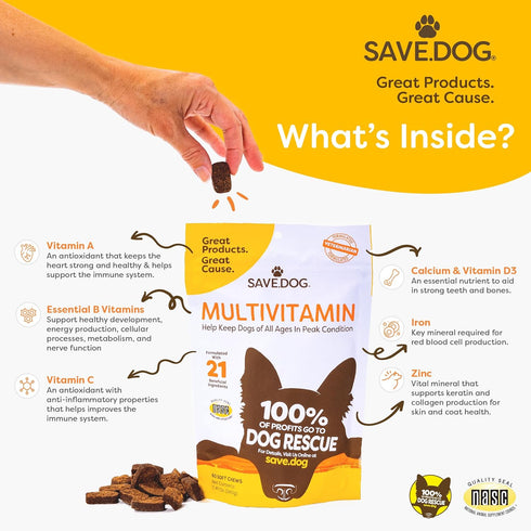 Chewable Dog Multivitamin - Dog Vitamins and Supplements – with Amino Acids and Antioxidants to Support Immunity Energy and Wellness - Dog Supplem...