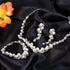 EVER FAITH Simulated Pearl Crystal Bridal Necklace Earrings Bracelet Set Clear...