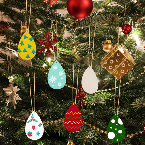 100 Pieces Unfinished Blank Wood Teardrop Earring Pendant for Christmas Tree Decoration, Jewelry Supplies and DIY Making, 1.4 x 2.2 inch...