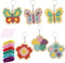 VKPI Wooden Cross Stitch Kits for Kids, Make Your Own 6 Cross Stitching Keyrings, Wood Sewing Kit, Arts & Crafts Butterfly, Flower Ornaments, Embr...