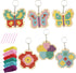 VKPI Wooden Cross Stitch Kits for Kids, Make Your Own 6 Cross Stitching Keyrings, Wood Sewing Kit, Arts & Crafts Butterfly, Flower Ornaments, Embr...