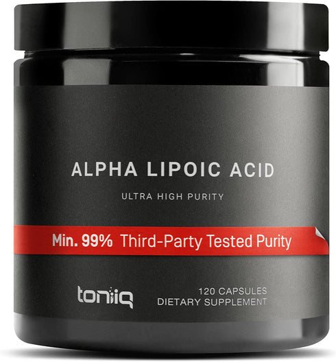 Toniiq 1000mg Ultra High Strength Alpha Lipoic Acid Capsules - Highly Purified 99%+ USP Standard - 120 Capsules ALA Supplement...