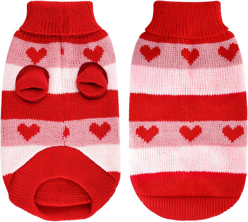Dog Heart Knitted Sweater Warm Pet Dog Clothes Winter Dog Outfits for Small Puppy Cat Pets (Red, M)...