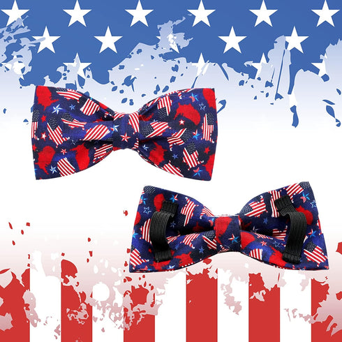 Dog Collar, 4 of July Independence Day American Flag Dog Bow Collar Boy Pet Collar Bowtie Duarble Dog Collars for Small Medium Large Dog...