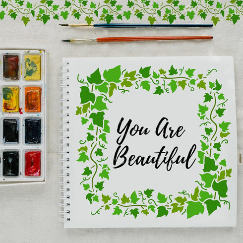 FINGERINSPIRE Ivy Painting Stencil 11.8x11.8 inch Hollow Out Vine Leaves Craft Stencil Reusable Wall Border Leaf Stencil Plastic PET Plant Stencil...