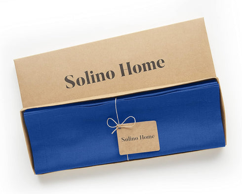 Solino Home Cotton Linen Placemats Set of 4 - Blue Placemats 14 x 19 Inch - Machine Washable Table Mats for Summer - Dru...