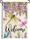 Welcome Summer Floral Sunflower Butterfly Dragonfly Bee Bird Garden Flag Double Sided 12x18 Inch Holiday Yard Flag(D)...