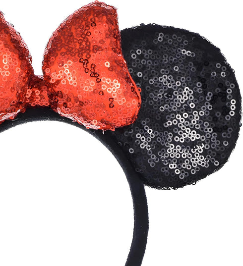 A Miaow 3D Black Mouse Sequin Ears Headband MM Glitter Butterfly Hair Clasp Park Supply Adults Women Photo Accessory...