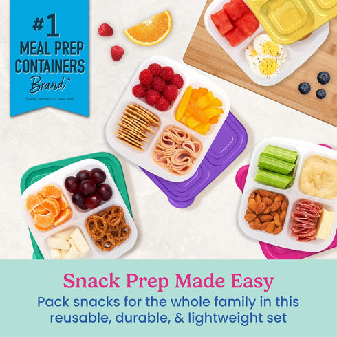 Bentgo Easyboxes 4-Compartment Snack Containers - 8-Piece Set with 4 Trays & 4 Custom-Fit Lids to Seal in Freshness - Reusable Food Storage & Meal...