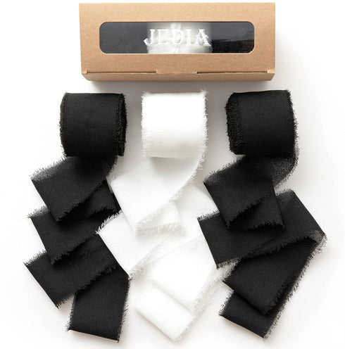 Halloween Ribbon, 3 Rolls Black Chiffon Silk Ribbons, 1.5" x 7Yd Ribbon Set for Gift Wrapping, Wedding Invitations, Bouquet Wrap, Bridal Bouquets,...