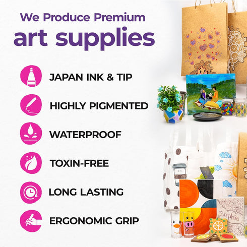 PINTAR Black & White Markers - Outline Watercolor Paint Pens - Drawing & Calligraphy Markers - Acrylic Paint Pens for Rock Painting, Wood, Glass, ...