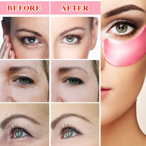 Eye Mask 60 pcs,Pink Collagen Under Eye Patches,Puffy Eyes and Dark Circles Treatments,Improve Reduce Under Eye Bags Smooth Wrinkles and Lighthen ...
