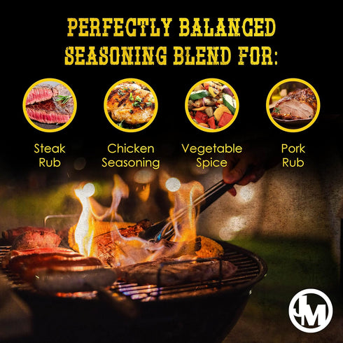 Steak Seasoning BBQ Rub by JM Seasoning | Tasty Carolina Hamburger Vegetable and Chicken Seasoning | No MSG, Gluten Free Dry Rub Spice Blend | 13....