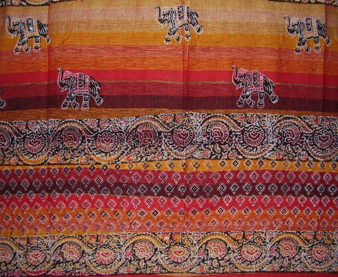 India Arts Little Elephants Tab Top Curtain Drape Panel Cotton 44" x 88" Orange...