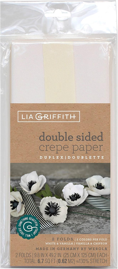 Lia Griffith LG11026 Double-Sided Crepe Paper, White & Vanilla, Vanilla & Chiffon...