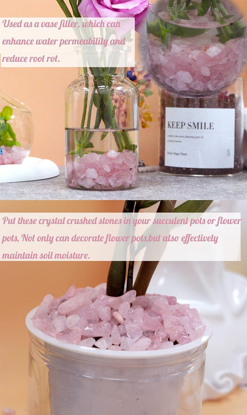 Rose Quartz Healing Crystal Chips Bulk Gemstones Sets Tumbled Crushed Stones Crushed Crystals Natural Rocks for Fountain Rocks Decoration Reiki En...