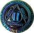2 Year AA Medallion Reflex Rainbow Plated Black Sobriety Chip II...