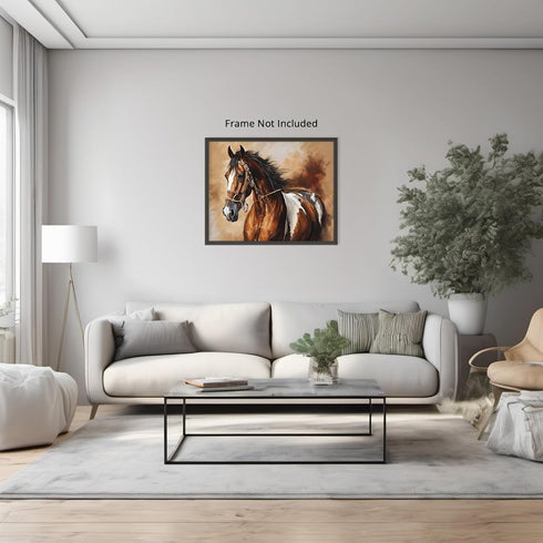 Posterizer 1 pcs- Beautiful brown and white horse with rustic background-Art for Animal Lovers- Gift for Men Women Teens-decor for Bedroom, Offic...
