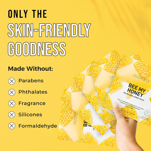 Avatara - Bee My Honey Facial Mask, Hydrating Mask for Teens, Sheet Masks with Honey and Sugar Cane Extract, Face Mask Skincare Made with Natural ...