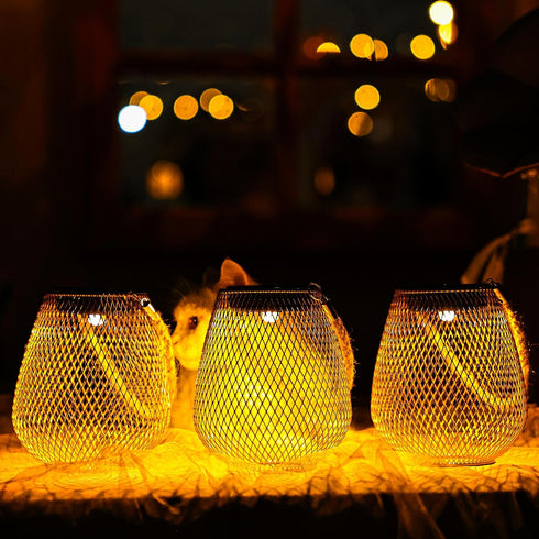 Cooo Solar Lanterns Outdoor Waterproof Hanging Metal Light 1 Pack with Handle, Outdoor Table Lamp Warm White Gardern Lanterns Lights Star Design L...