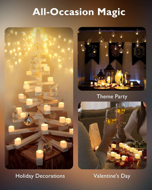 Homemory 48-Pack Novelty Flickering Flameless Tea Lights Candles, 200+Hours Battery-Operated LED Fake Candles for Wedding Table Centerpieces,Propo...
