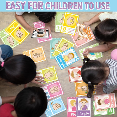 gisgfim 51Pcs ASL Alphabet Line Bulletin Board Set Sign Language Flash Cards ABC Number Learning American Sign Language Poster for Kid Toddler Cla...