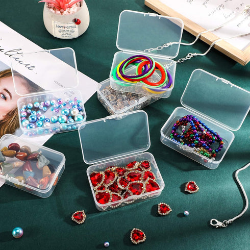 6 Pieces Mini Plastic Clear Beads Storage Containers Box for Collecting Small Items, Beads, Jewelry, Business Cards, Game Pieces, Crafts (3.27 x 2...