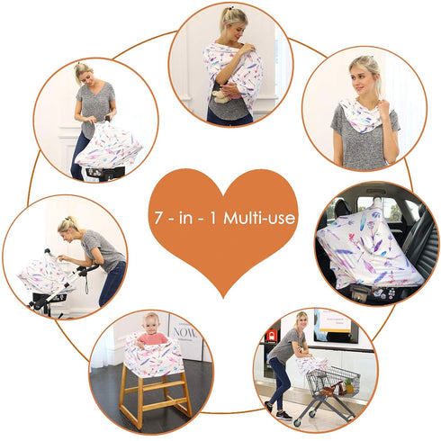 Car Seat Covers for Babies - Carseat Canopy, Multi-use Breastfeeding Covers, Girls and Boys Baby Shower Gifts...