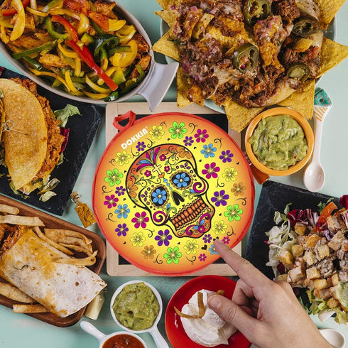 Tortilla Warmer Taco 12 Inch Insulated Pouch Cloth - Microwave Use Fabric Bag to Keep Food Warm for up to One Hour (Sugar Skull Fiesta Floral Day ...