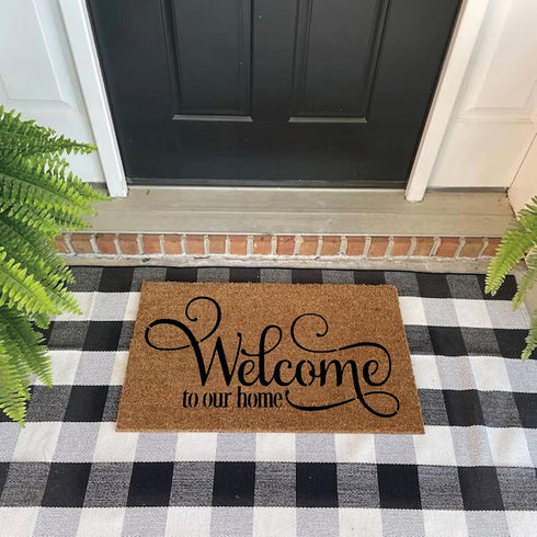6 Pieces Welcome Stencils for Painting on Wood, Family Doormat Stencils Welcome Sign Templates for Painting Fabric Wall Wood Sign (Welcome-2)...