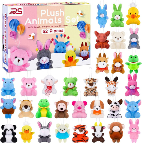 Ruisita 32 Pack Mini Plush Animals Toys Set, Jungle Animal Plush Toys Stuffed Animals Set for Easter Hunts, Basket Stuffers, Easter Party Favor, G...