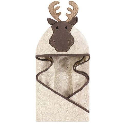Hudson Baby Unisex Baby Cotton Animal Face Hooded Towel, Modern Moose, One Size...