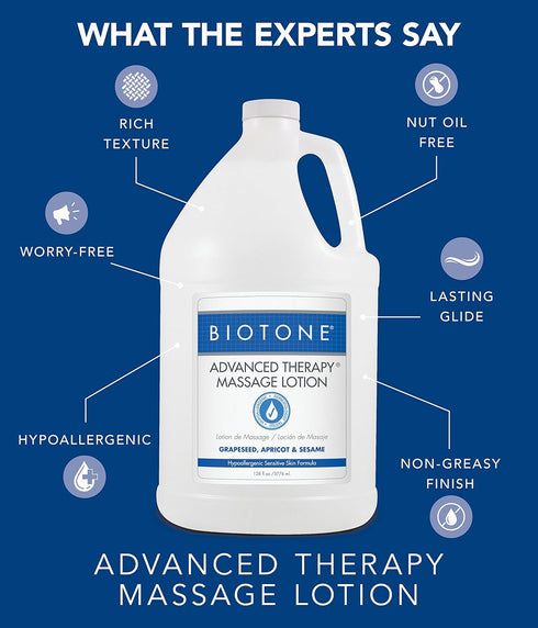 BIOTONE Advanced Therapy Massage Lotion, Hypoallergenic and Fragrance-Free, More Glide and Workability, Absorbs for a Non-Greasy Finish...