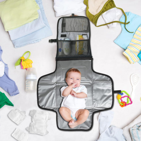 Enovoe Portable Diaper Changing Pad for Baby - Convenient, Durable, Waterproof Travel Changing Mat with Built-in Head Pillow for Your Infant - Gre...