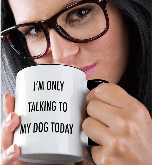 3dRose "I'm only Talking To My Dog Today" Mug, Black, 11 oz...